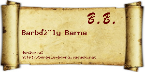 Barbély Barna névjegykártya