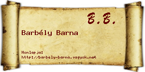 Barbély Barna névjegykártya