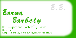 barna barbely business card